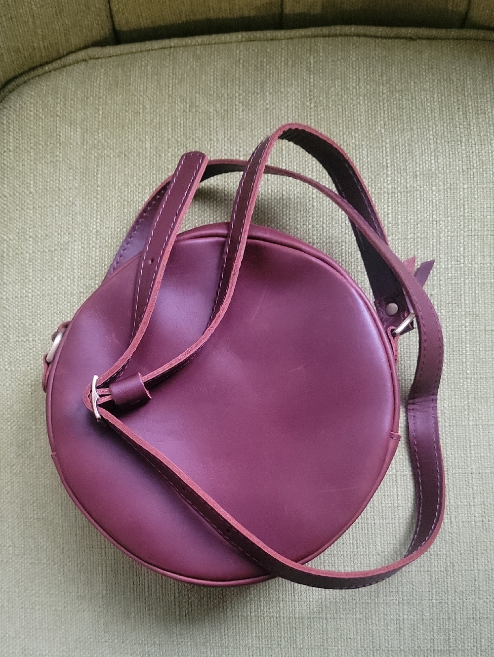 Portland Leather Round Crossbody Bag in Cognac Brown - Picture 4 of 13